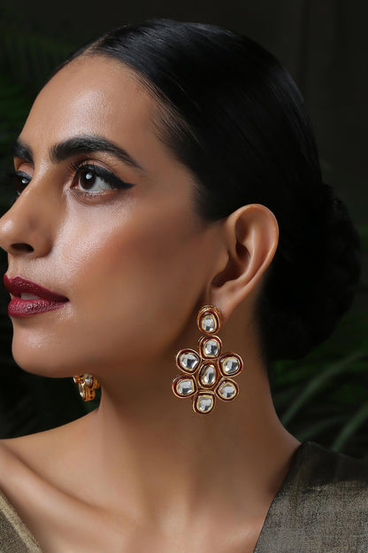 Floral Kundan Embellished Studs 