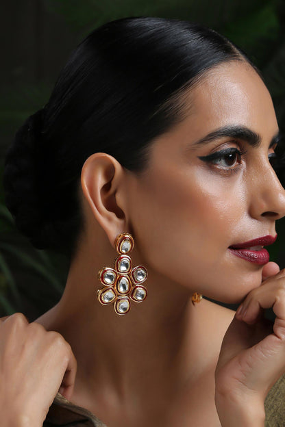 Floral Kundan Embellished Studs 