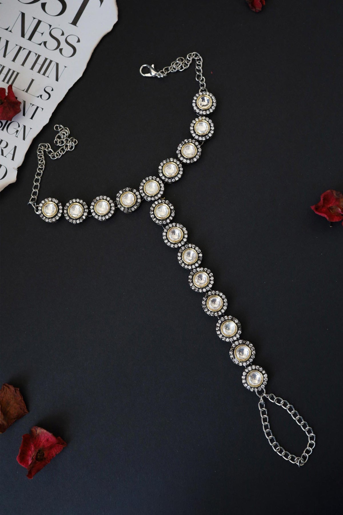 Victorian Polki Embellished Hathphool 