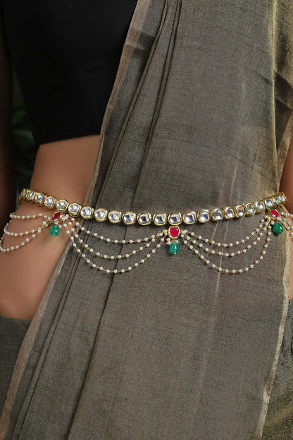 Kundan & Pearl Gold Kamarbandh 