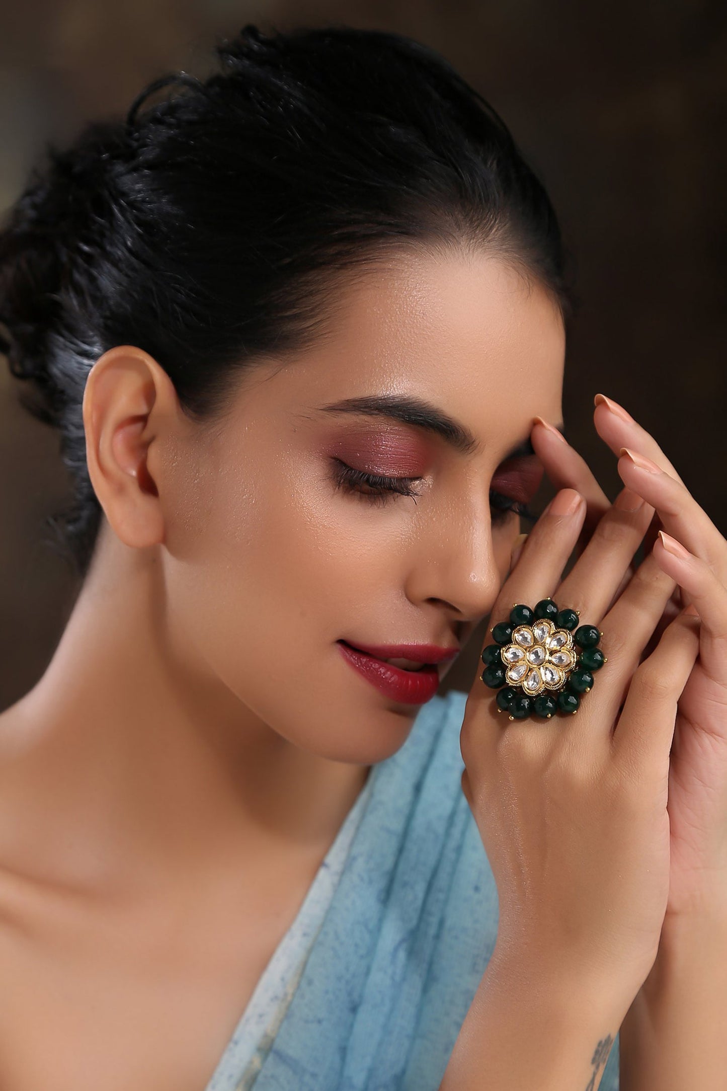 Ruchira Kundan Encrusted Ring 