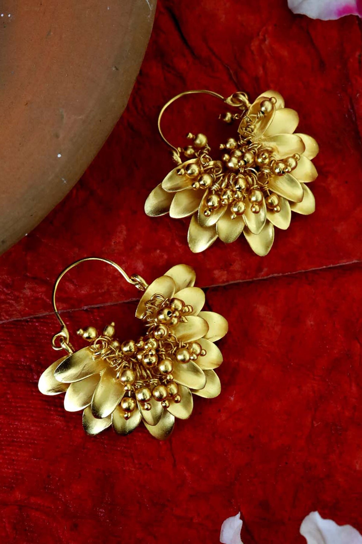 Floral Petal Embossed Earrings 