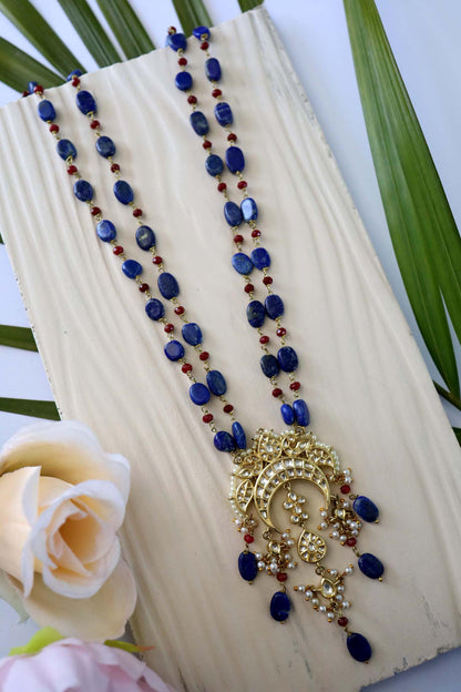 Half Crescent Carved Pendant Necklace 
