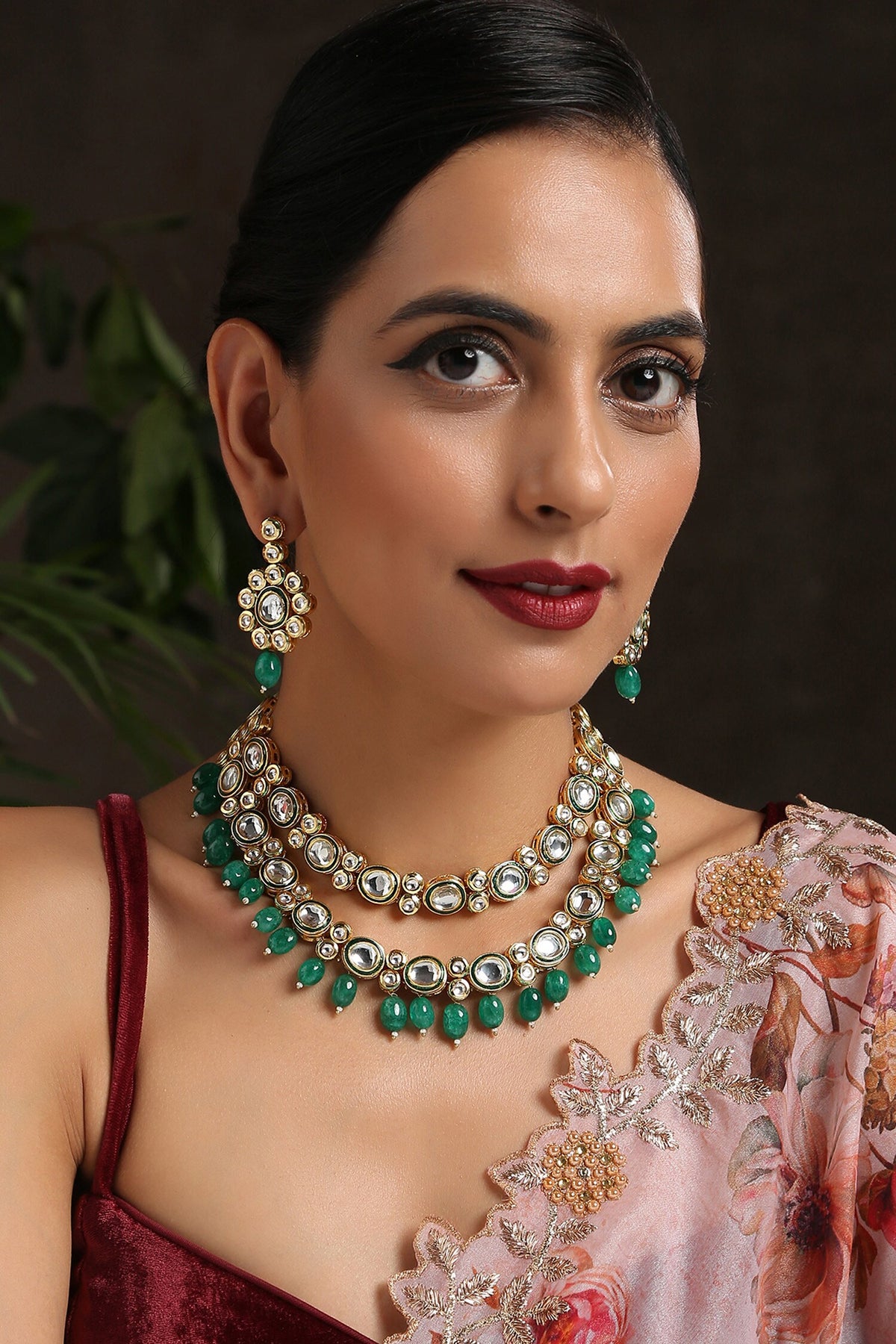 Kundan Embellished Layered Necklace Set 