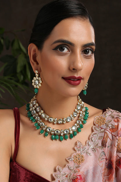 Kundan Embellished Layered Necklace Set 