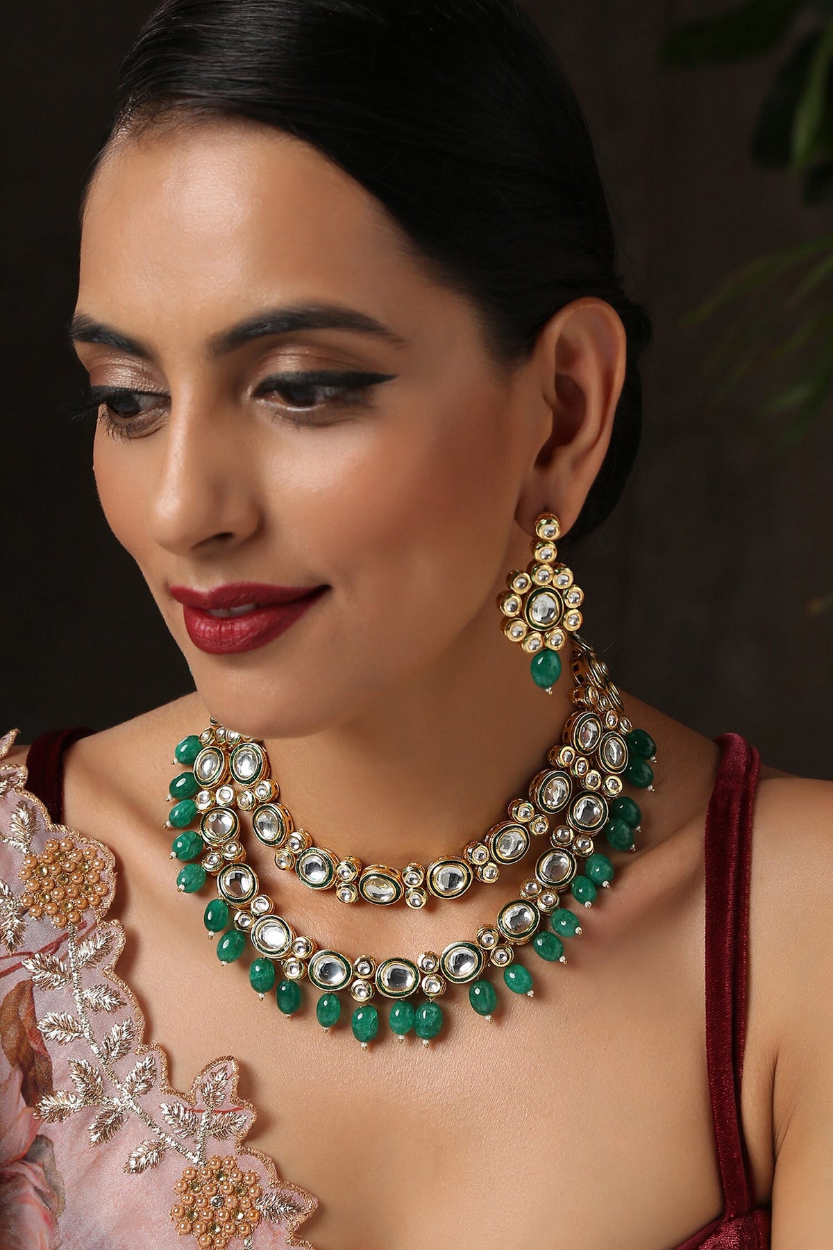 Kundan Embellished Layered Necklace Set 
