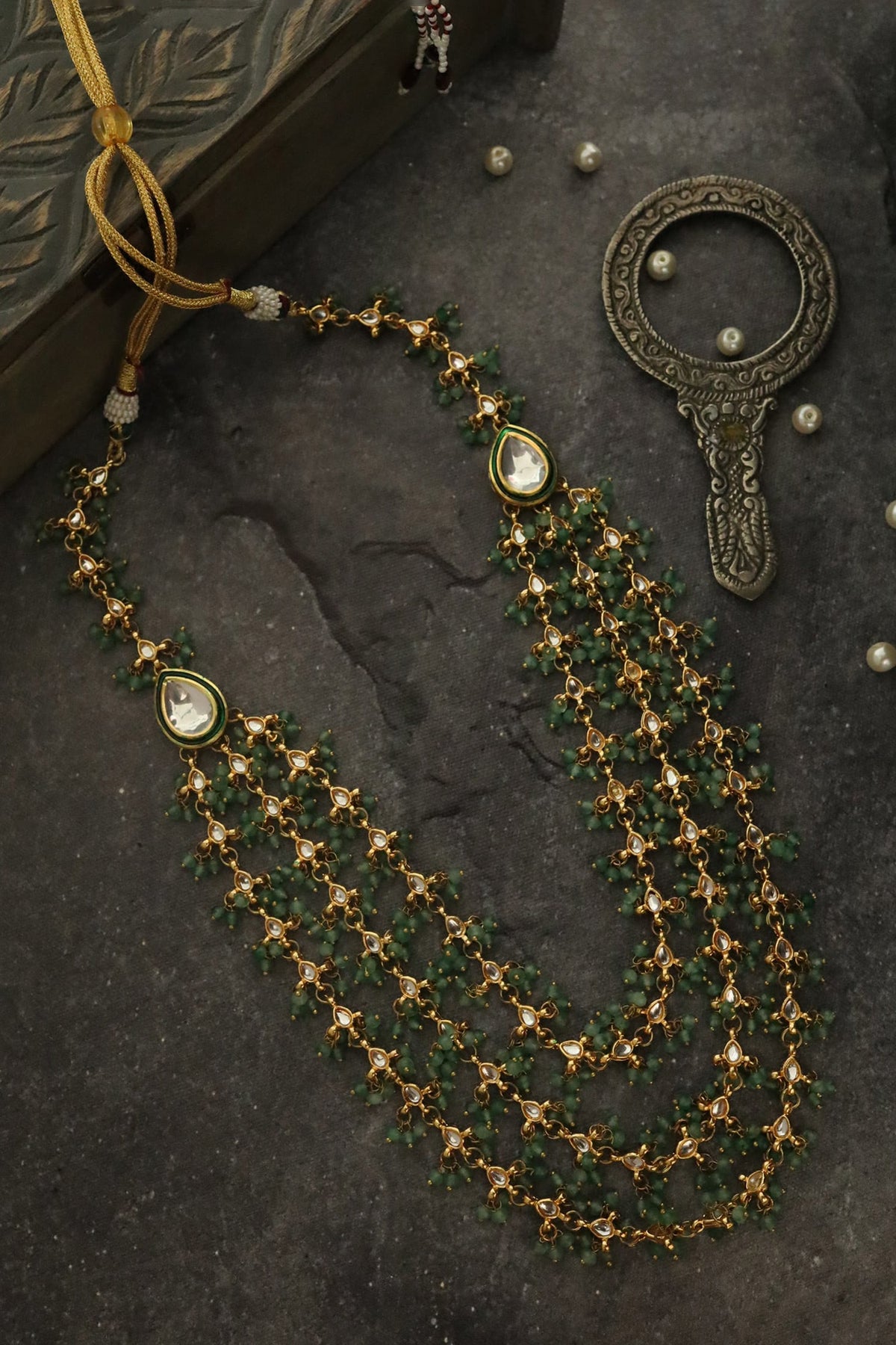 Stone & Kundan Embellished Layered Necklace 