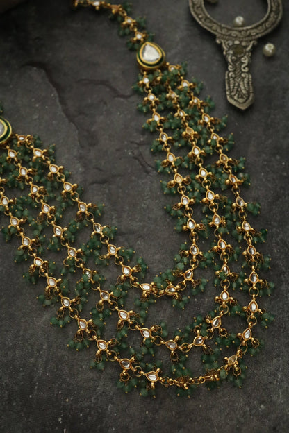Stone & Kundan Embellished Layered Necklace 