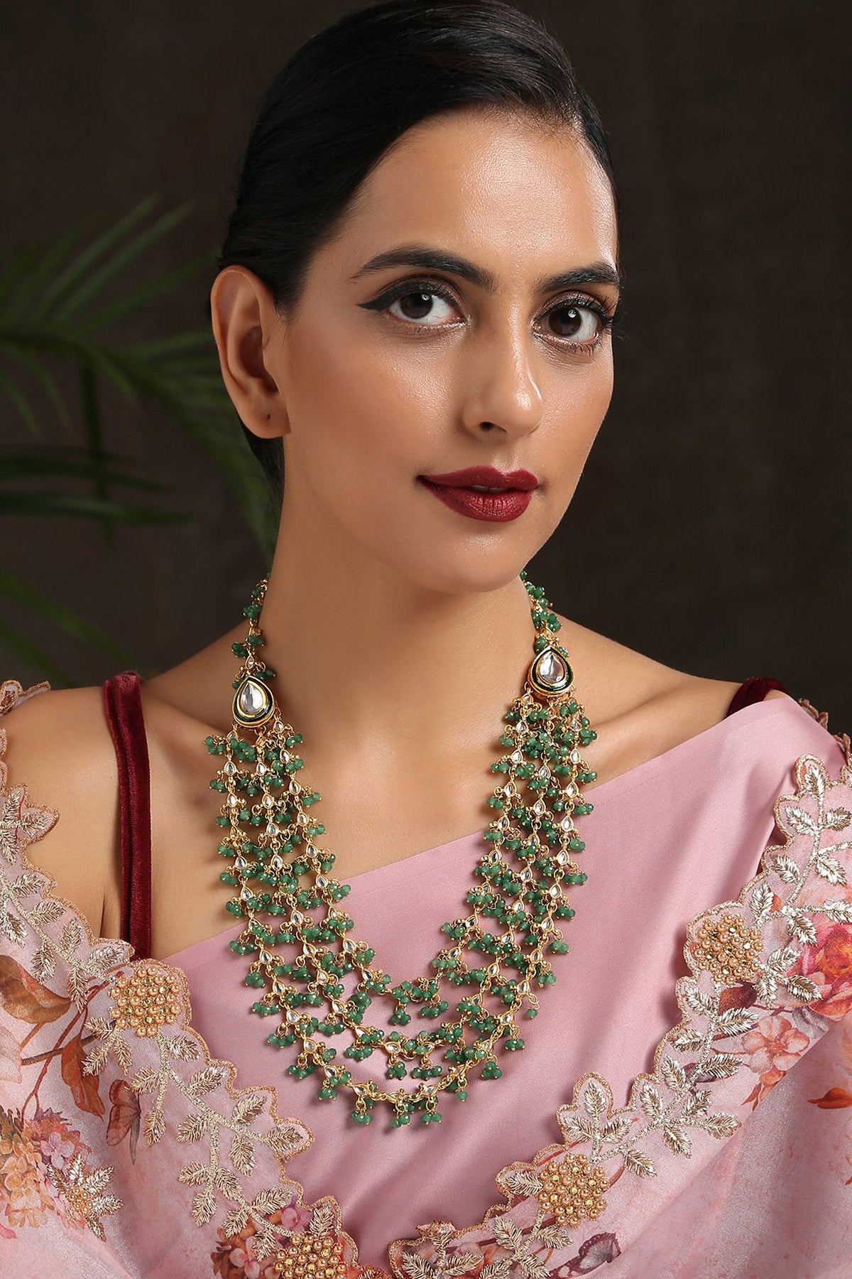 Stone & Kundan Embellished Layered Necklace 