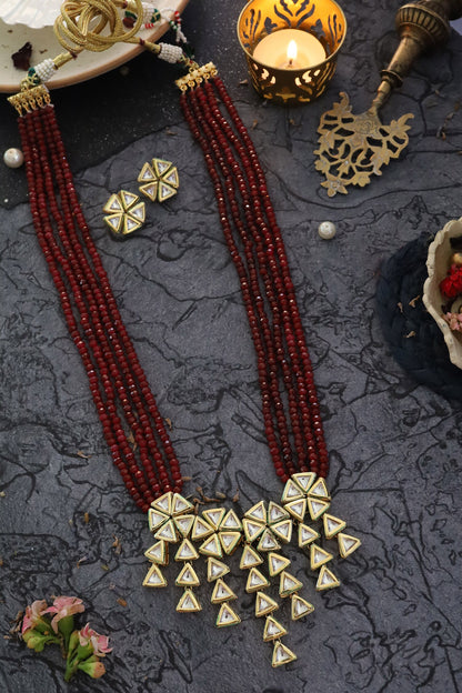 Geometric Carved Pendant Necklace Set 