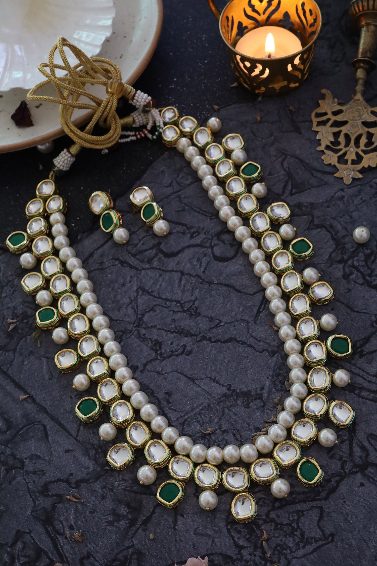 Pearl Embellished Necklace Set 