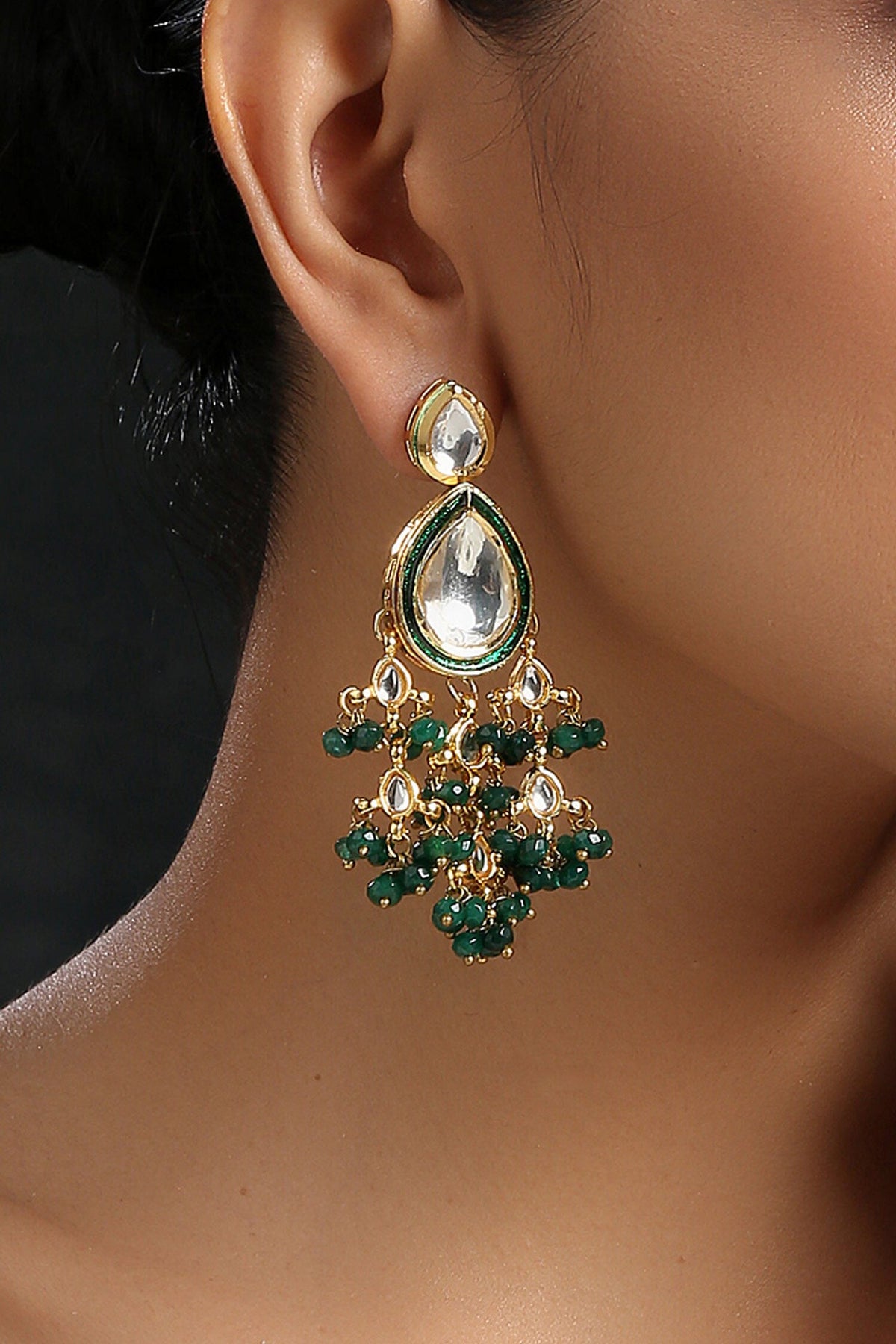 Tear Drop Carved Earrings 