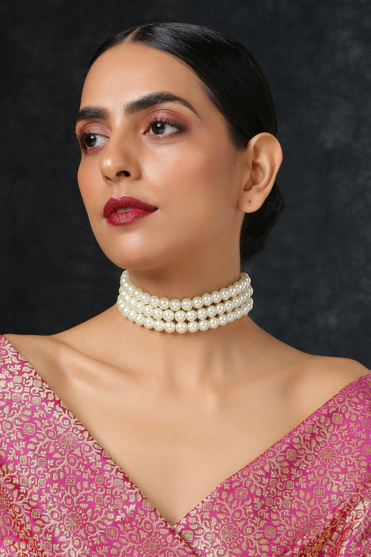 Pearl Embellished Layered Choker 