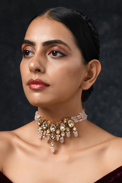 Quartz Stone Embellished Choker 