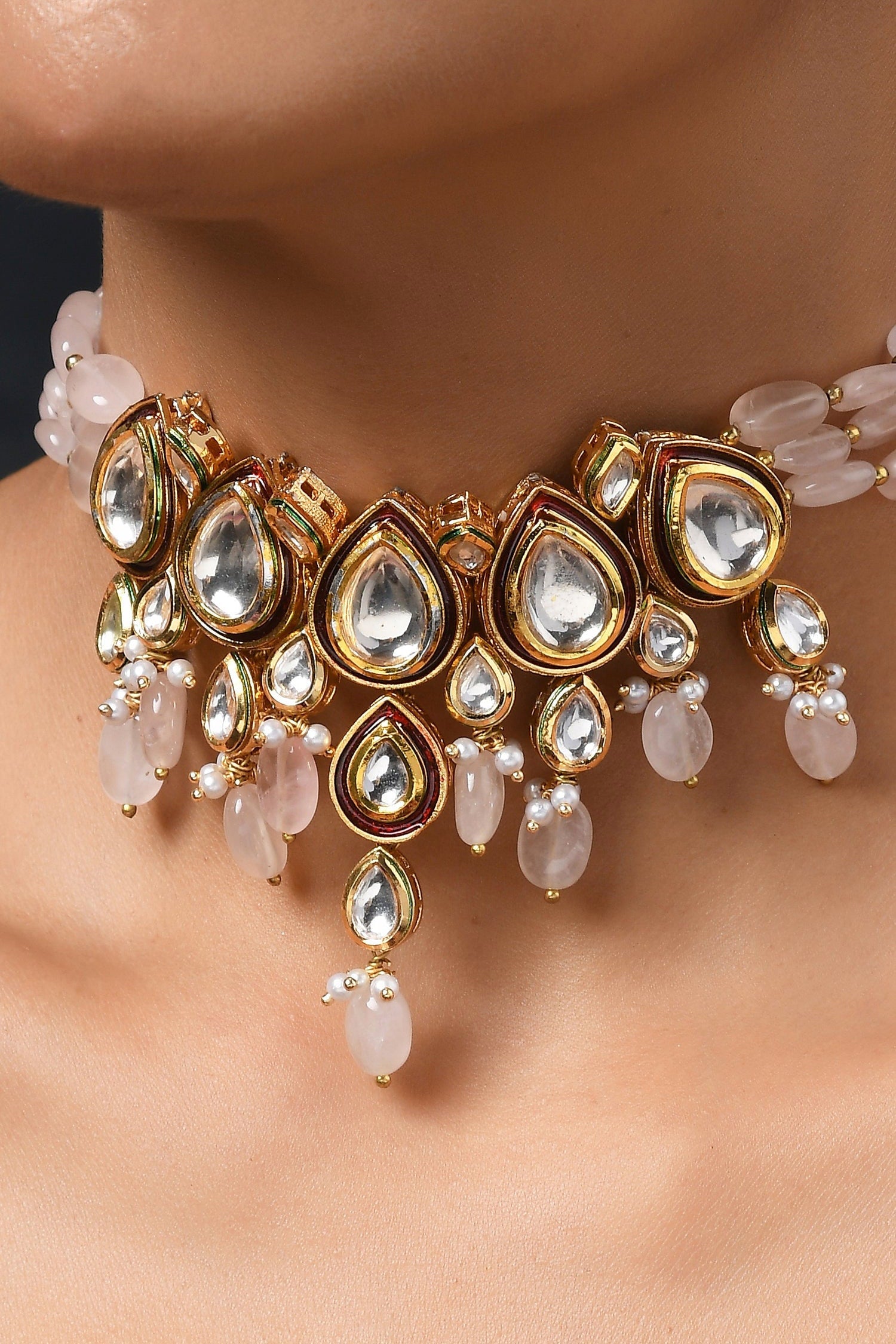 Quartz Stone Embellished Choker 
