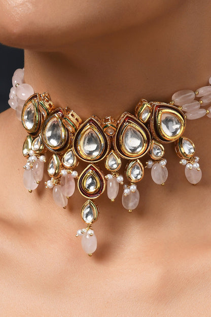 Quartz Stone Embellished Choker 