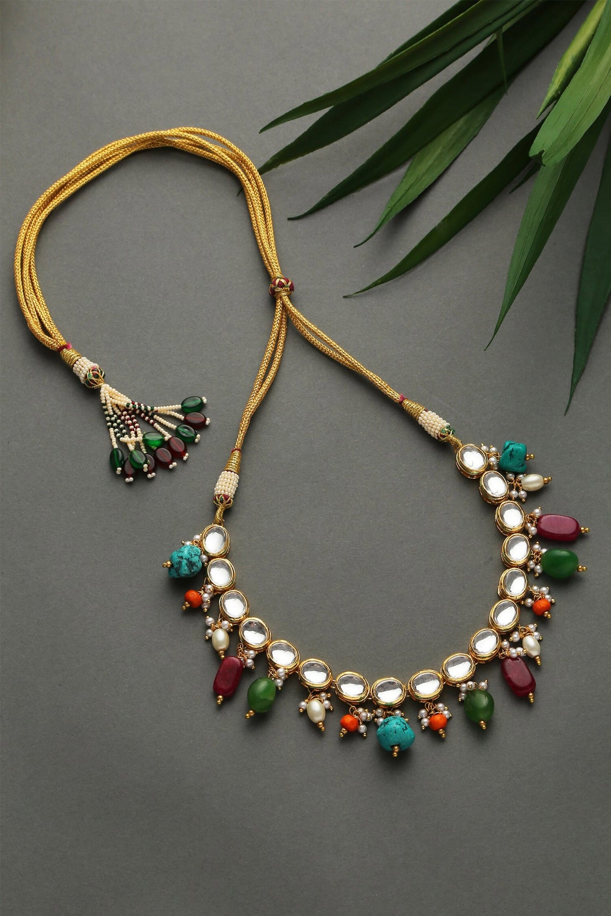Contrast Stone Dangler Necklace 