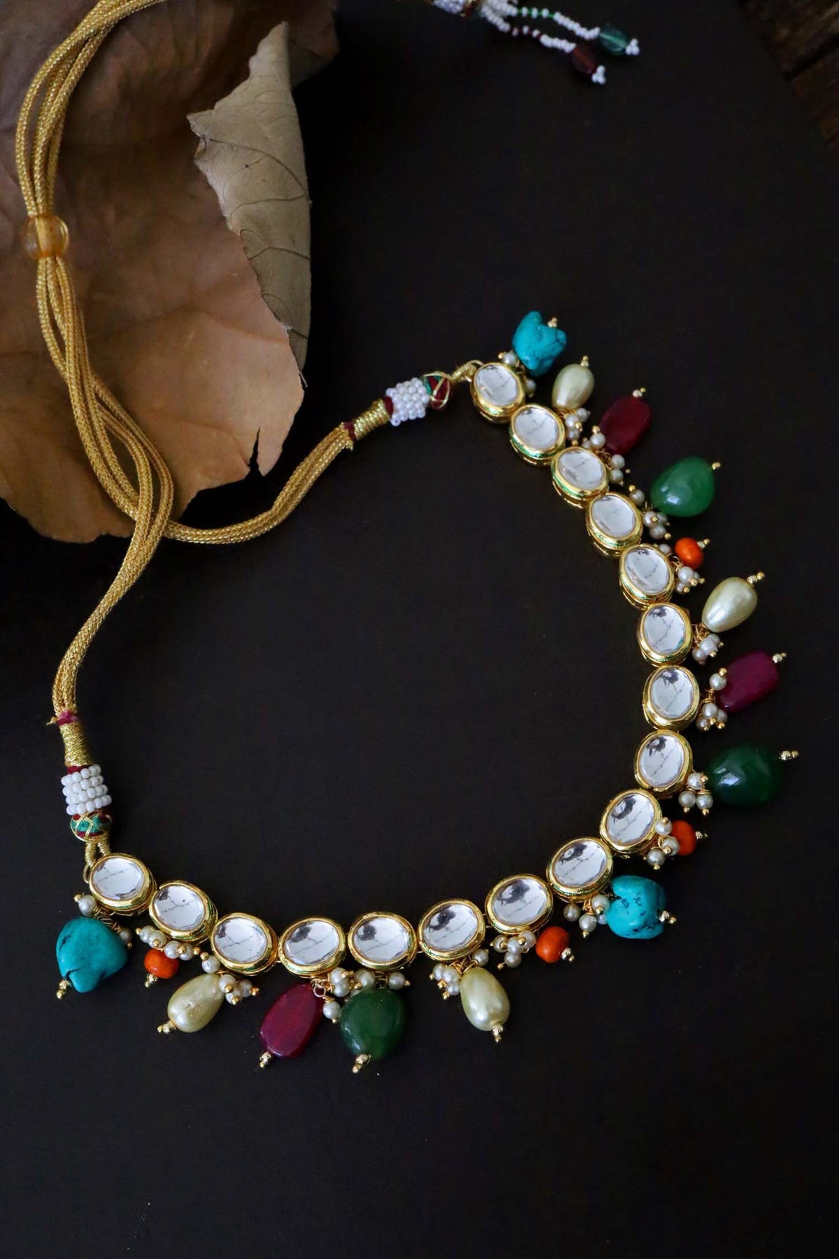 Contrast Stone Dangler Necklace 