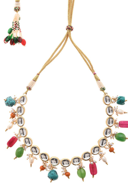Contrast Stone Dangler Necklace 