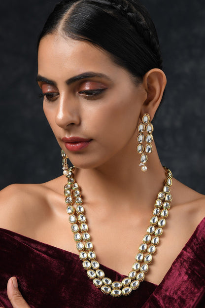Kundan Embellished Layered Necklace Set 