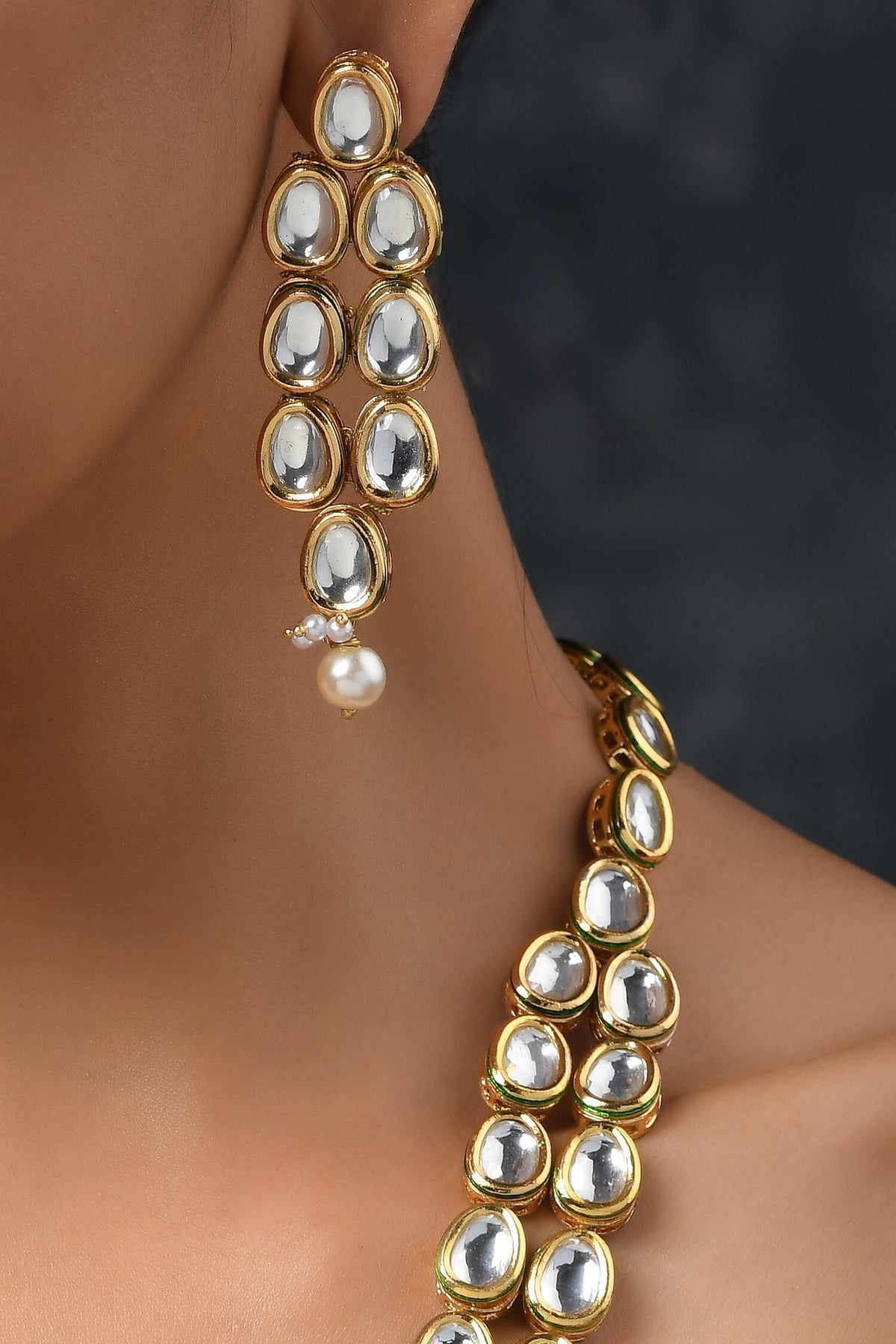 Kundan Embellished Layered Necklace Set 