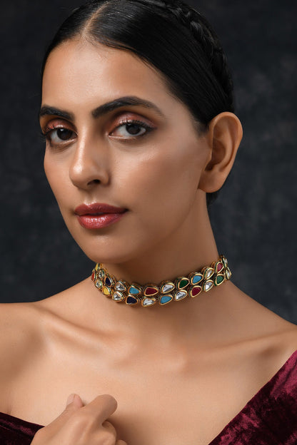 Navrattan Kundan Choker Necklace 