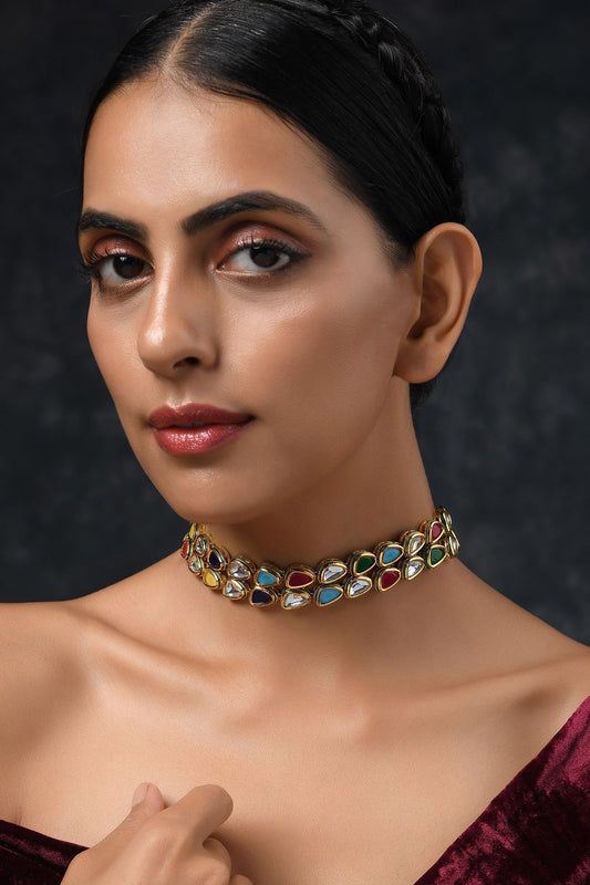 Navrattan Kundan Choker Necklace 