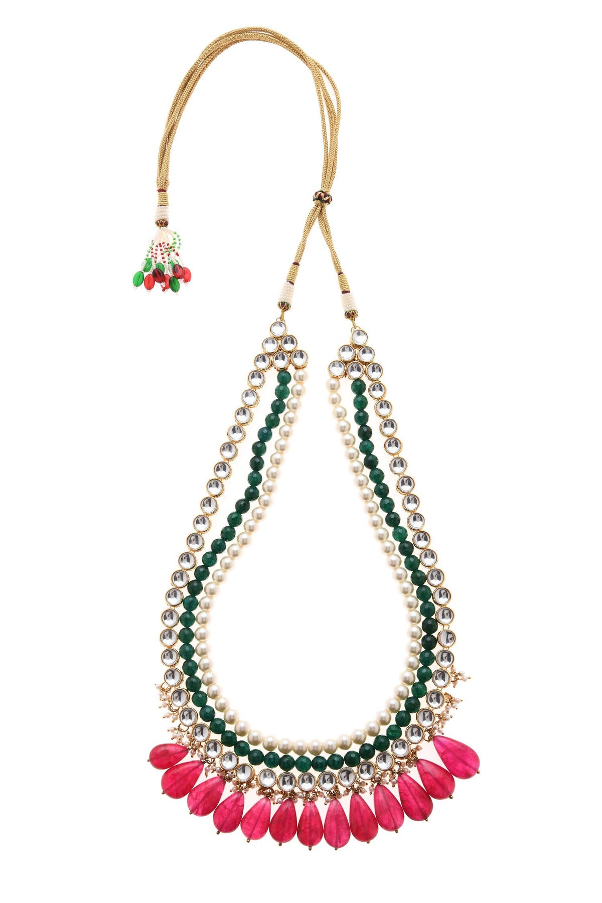 Layered Contrast Stone Dangler Necklace 