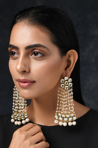 Floral Top Kundan Earrings 