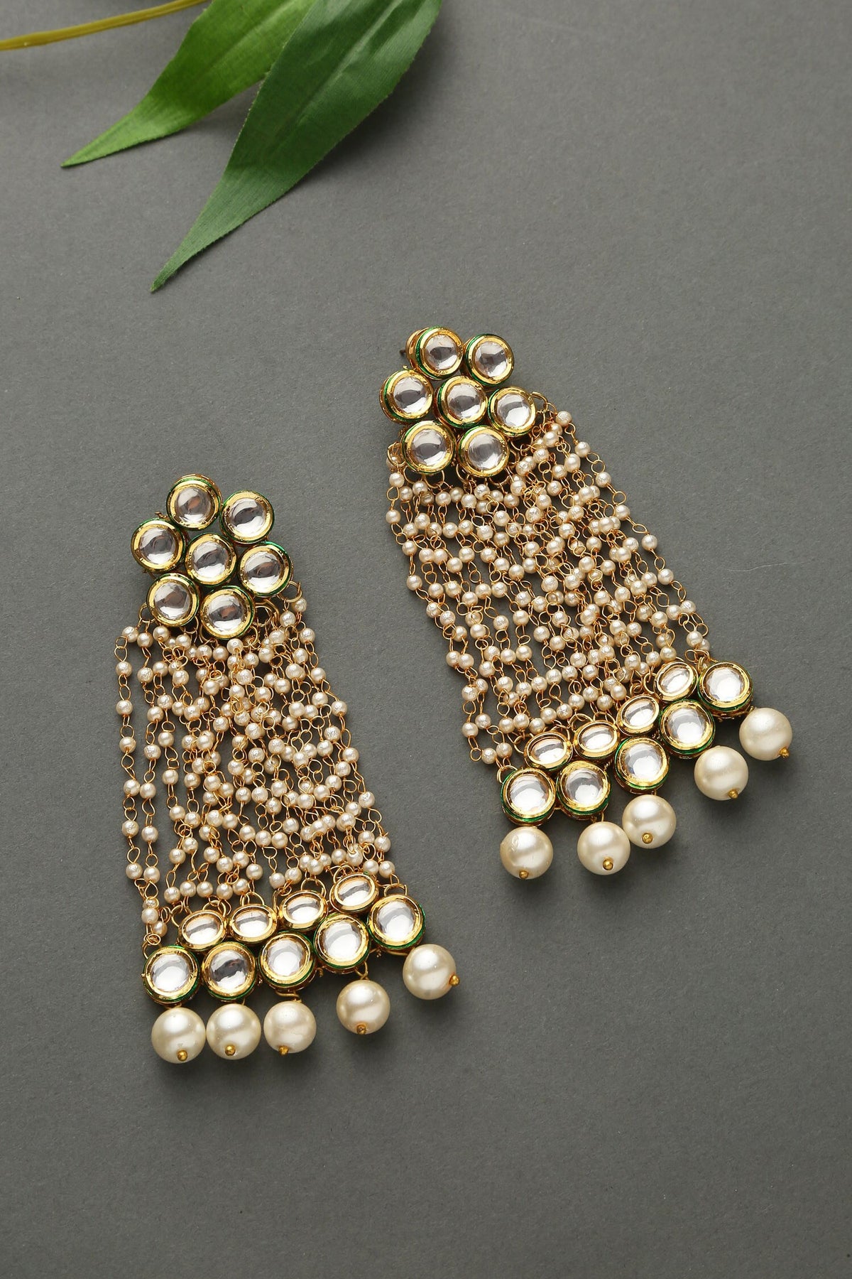 Floral Top Kundan Earrings 