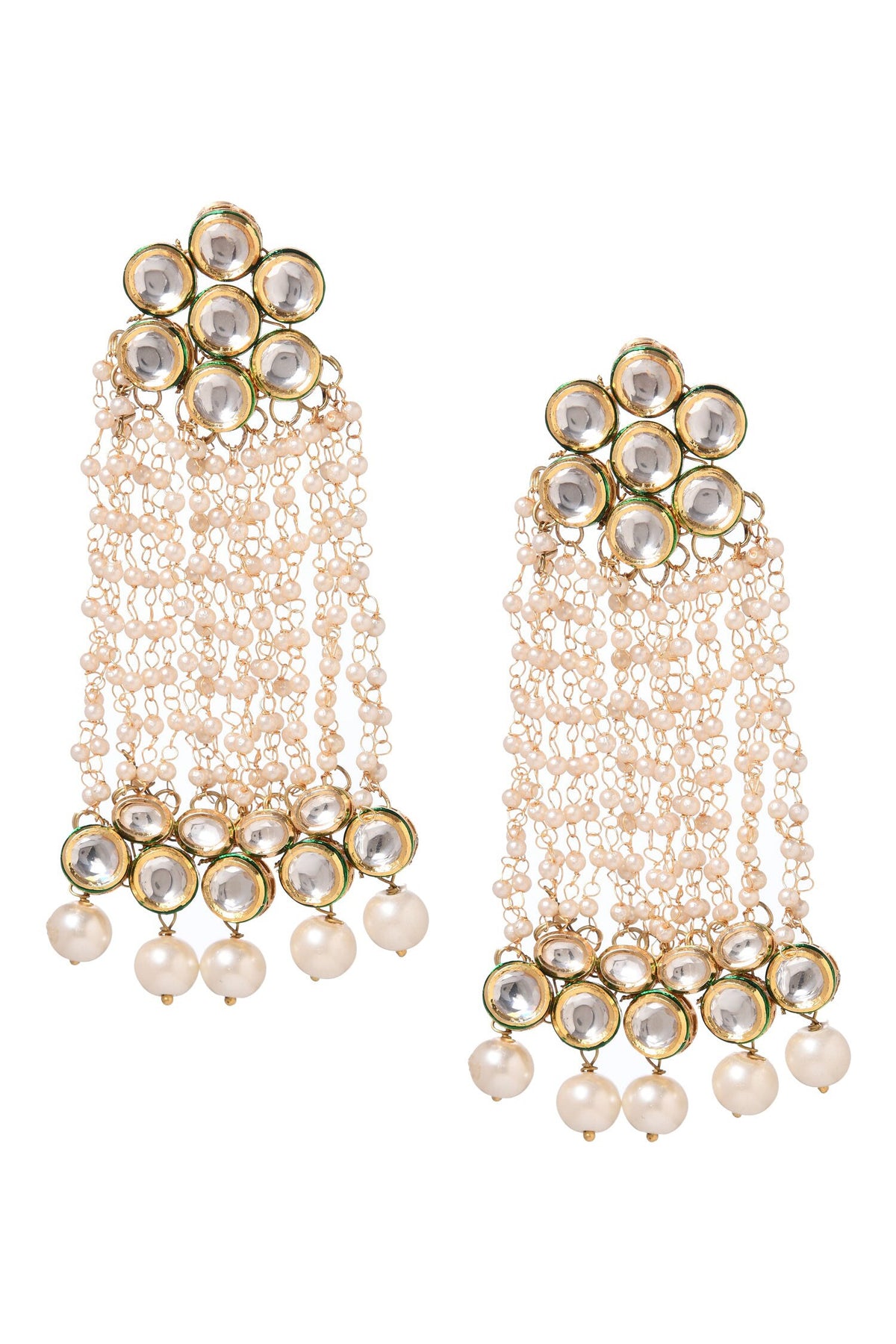 Floral Top Kundan Earrings 