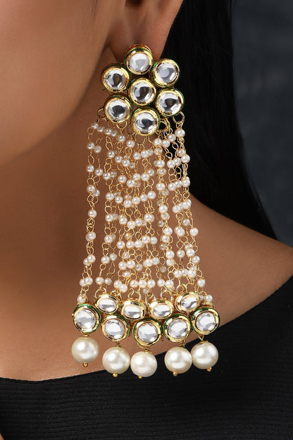 Floral Top Kundan Earrings 