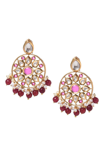 Handcrafted Floral Pattern Kundan Earrings 