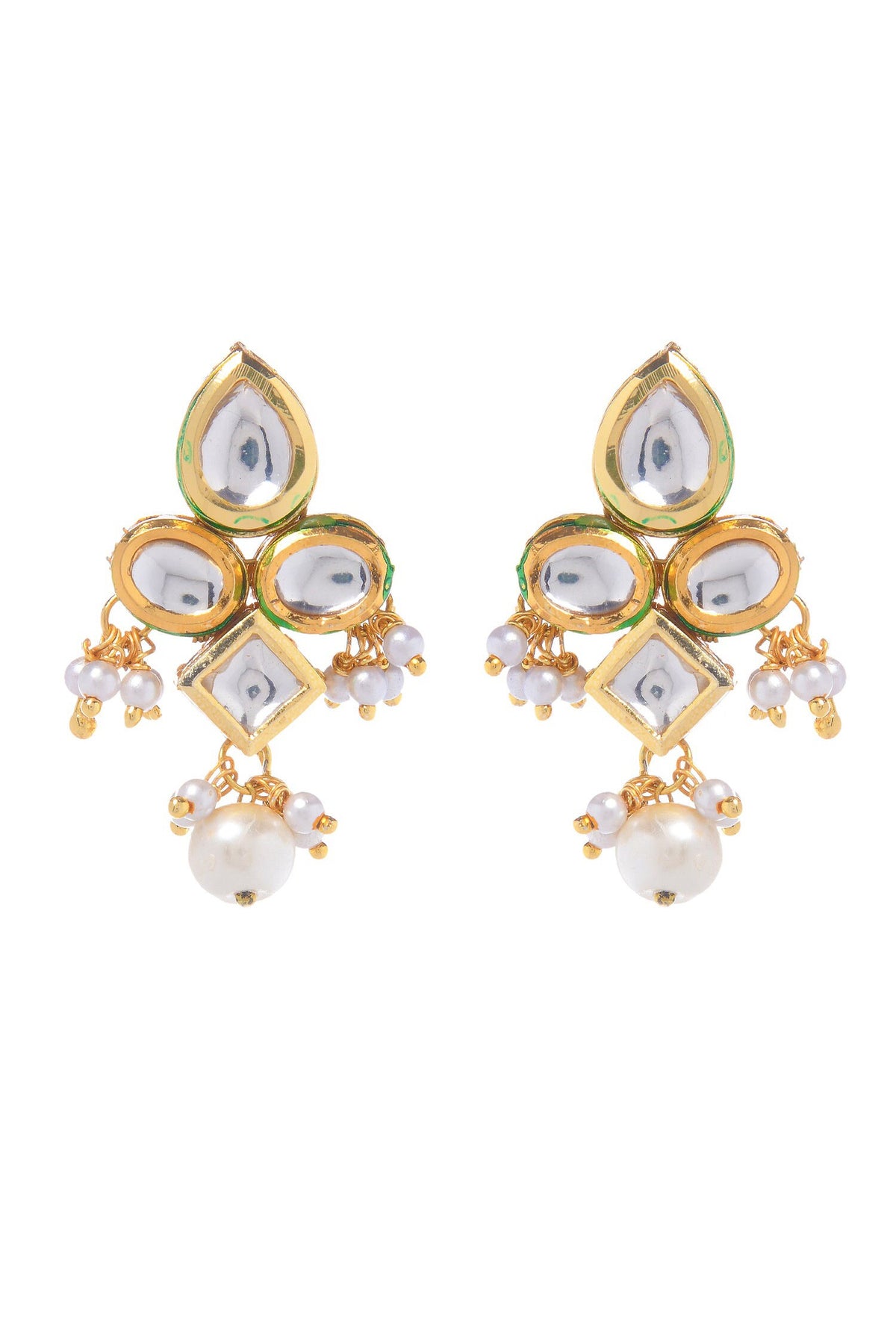 Carved Kundan Embellished Earrings 