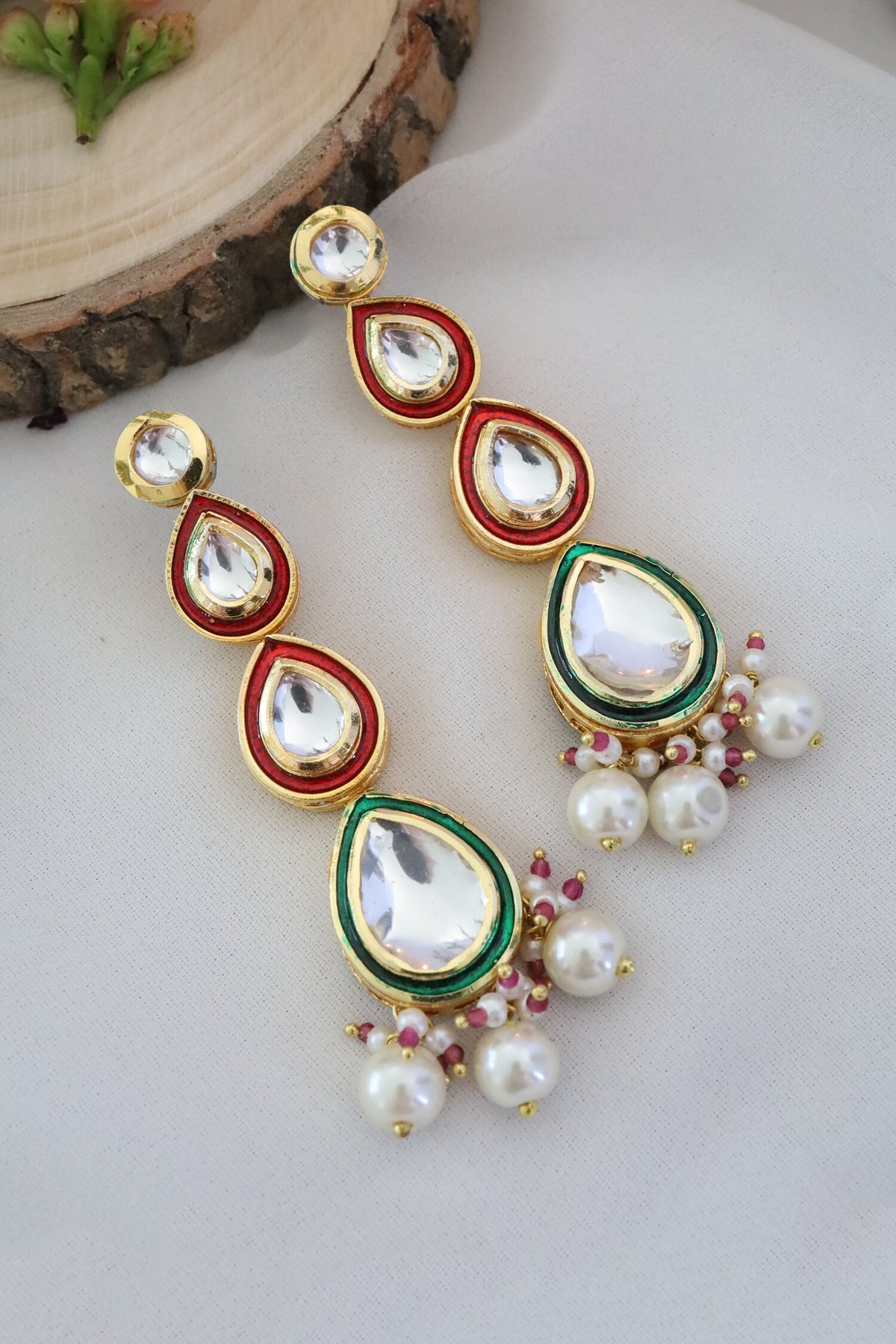 Tear Drop Carved Earrings 