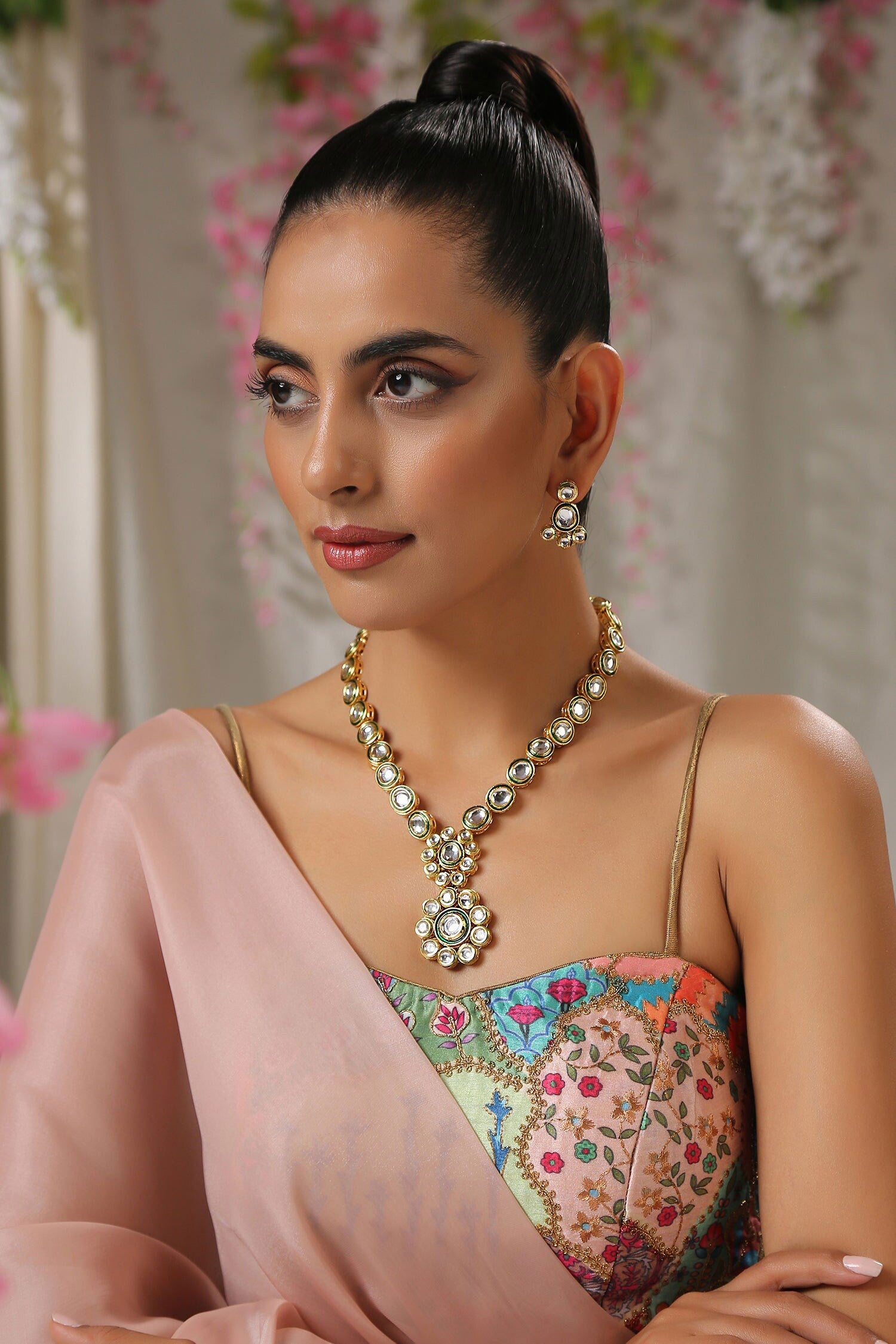 Floral Pendant Necklace Set 
