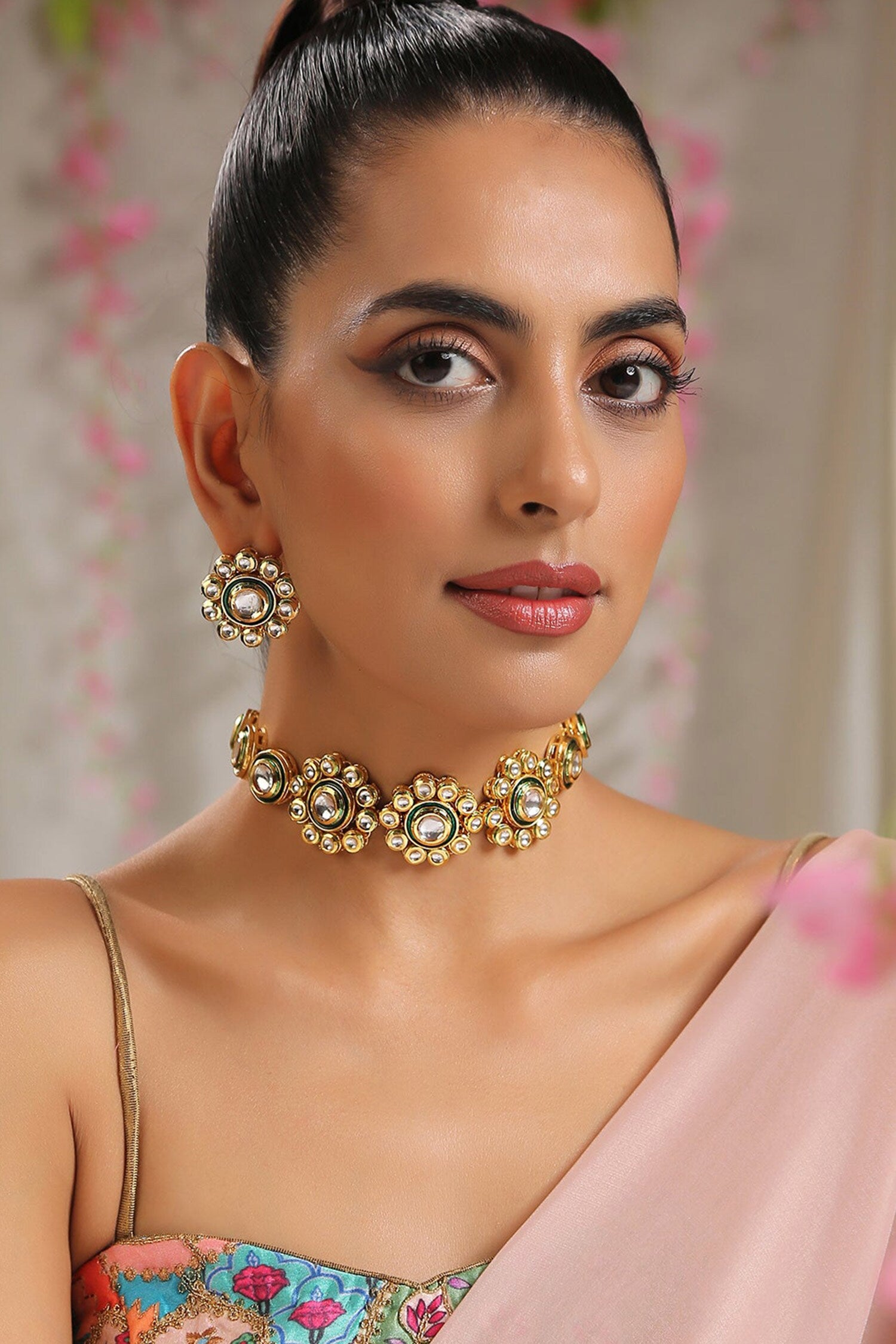 Floral Cutwork Choker Set 