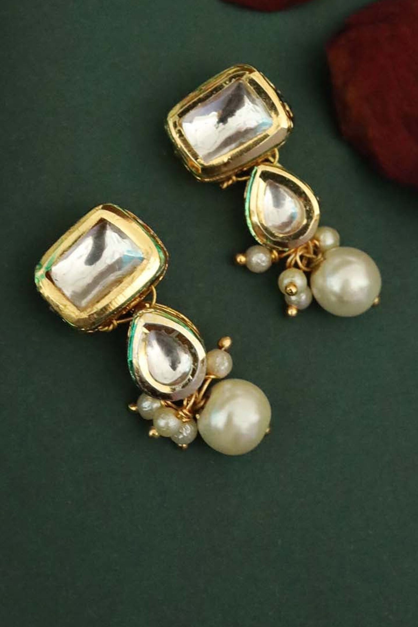 Geometric Carved Dangler Earrings 