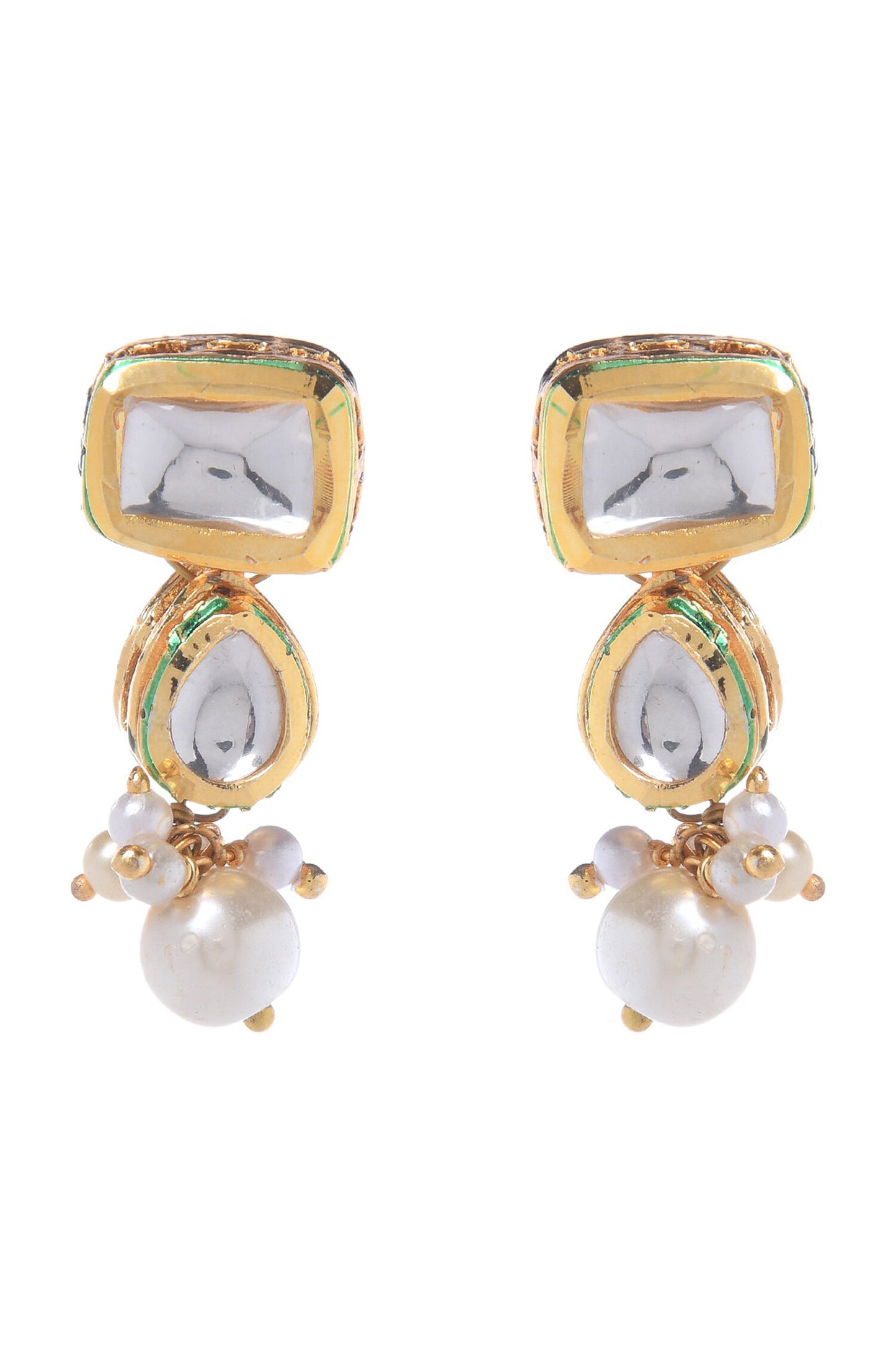 Geometric Carved Dangler Earrings 