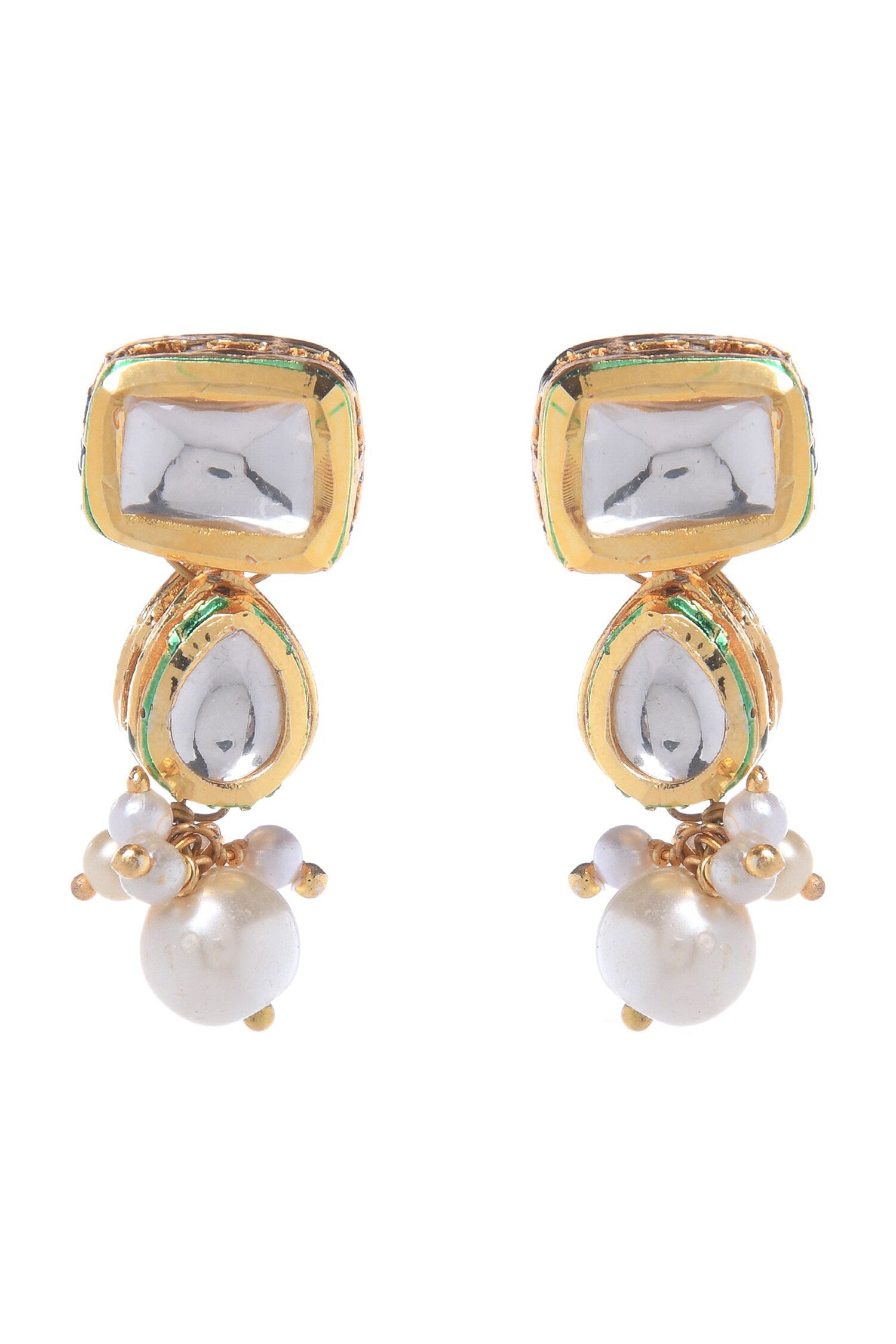 Geometric Carved Dangler Earrings 