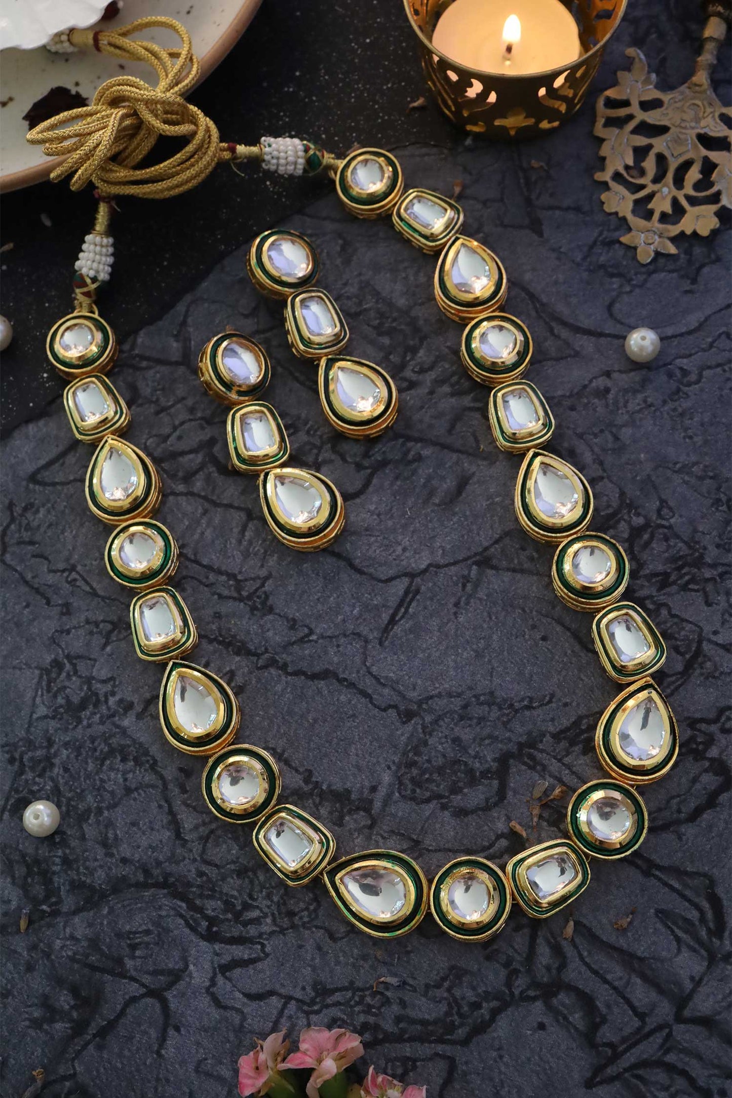 Geometric Carved Necklace Set 