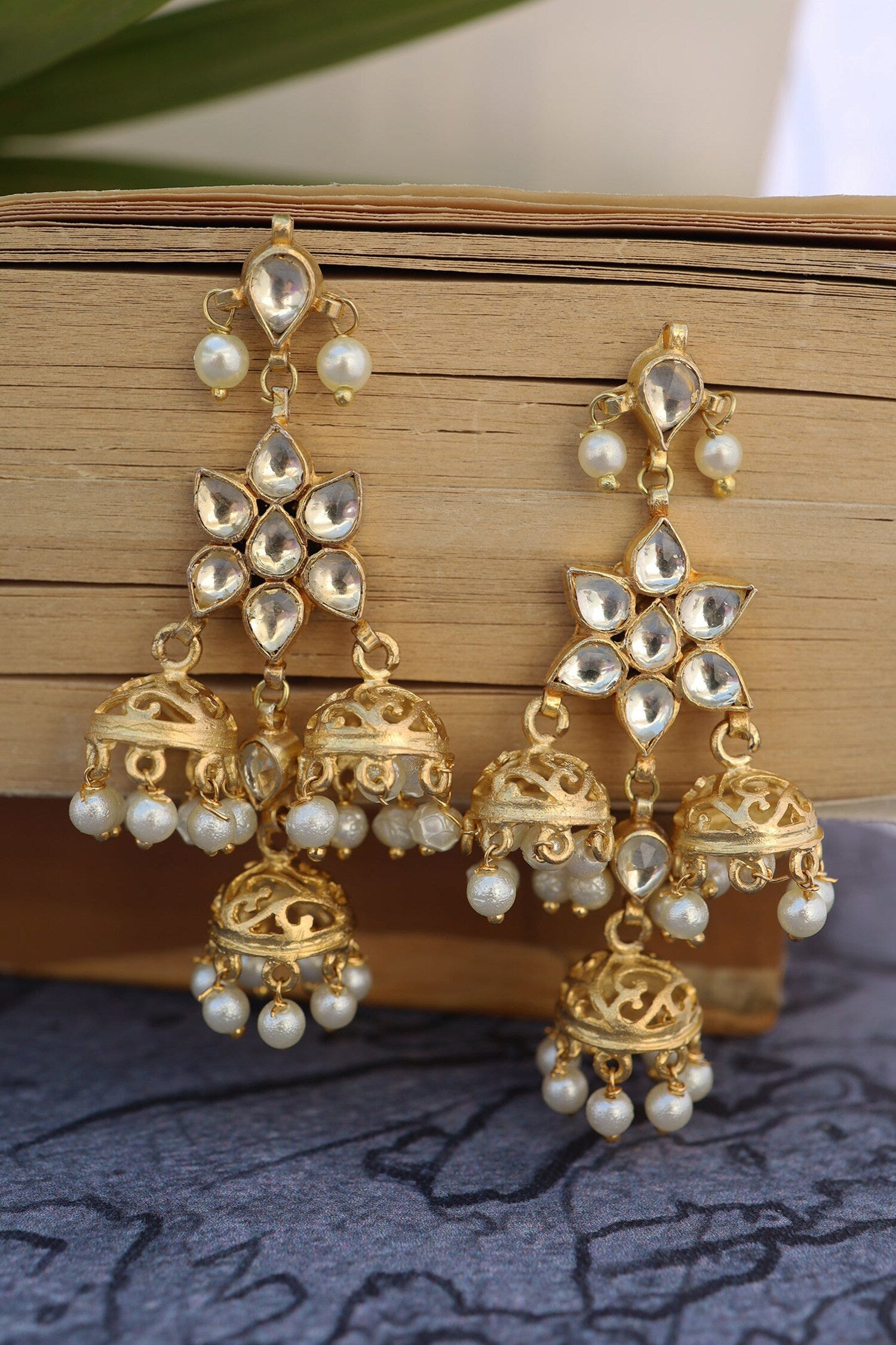 Kundan Cutwork Dangler Earrings 