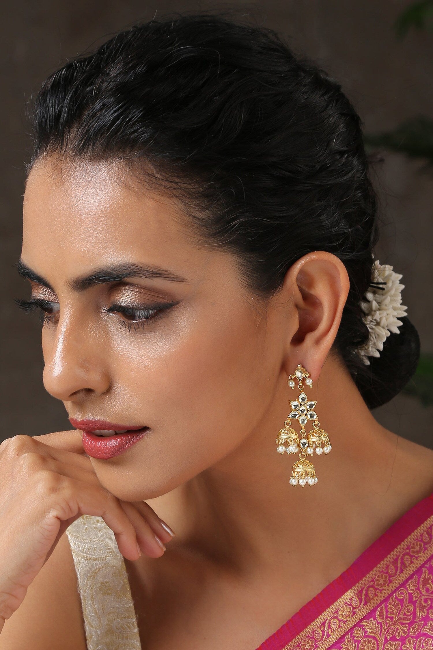 Kundan Cutwork Dangler Earrings 
