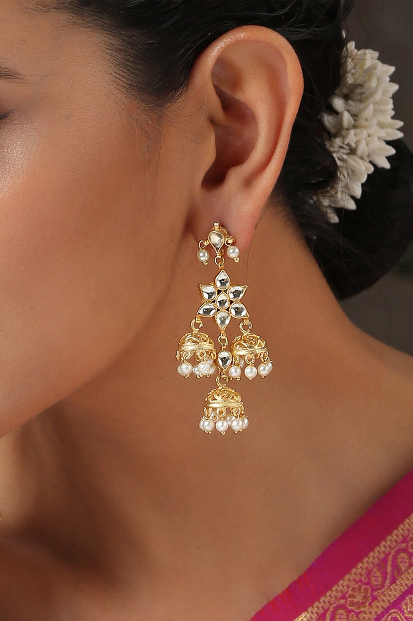 Kundan Cutwork Dangler Earrings 