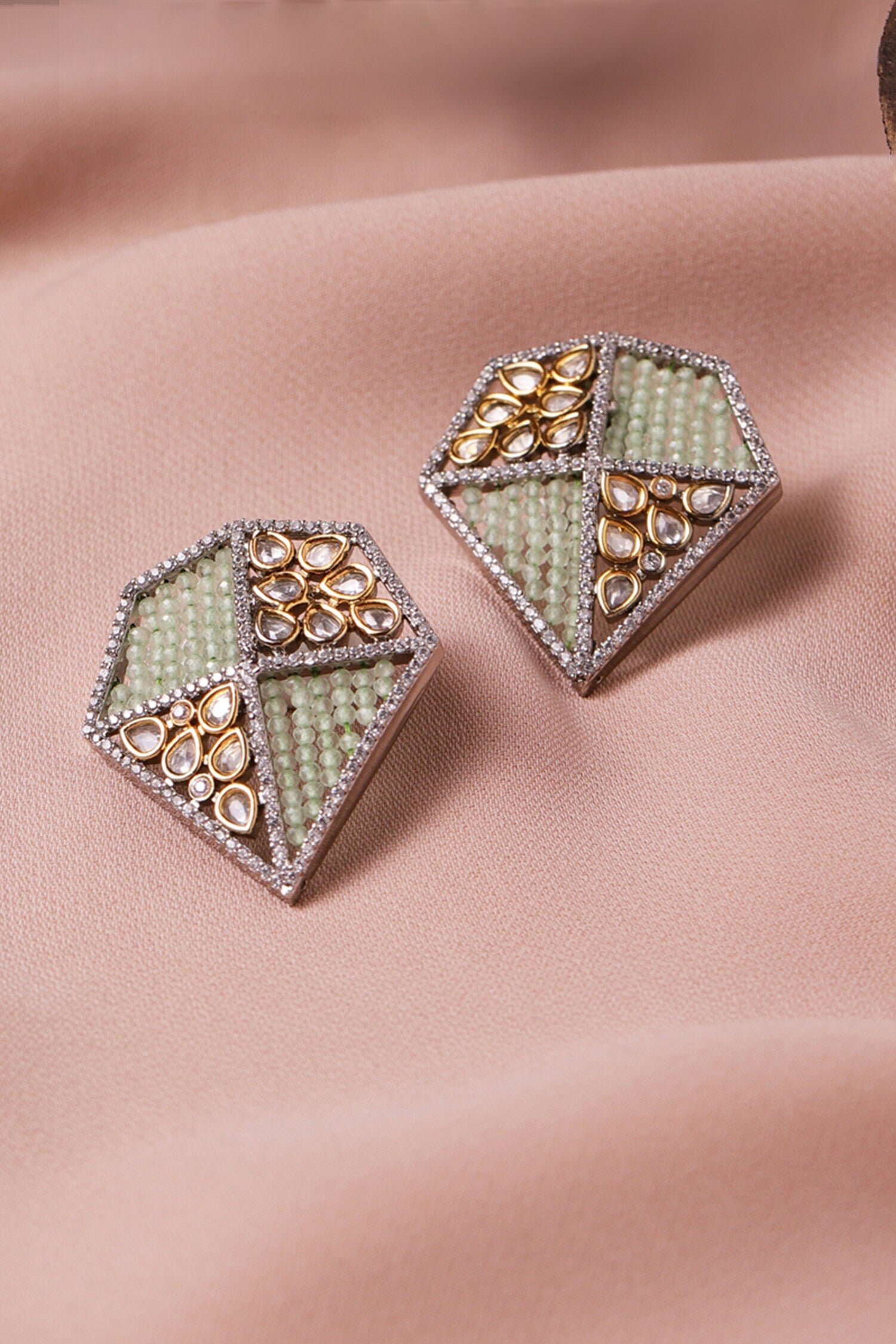 Kundan Embellished Geometric Studs 