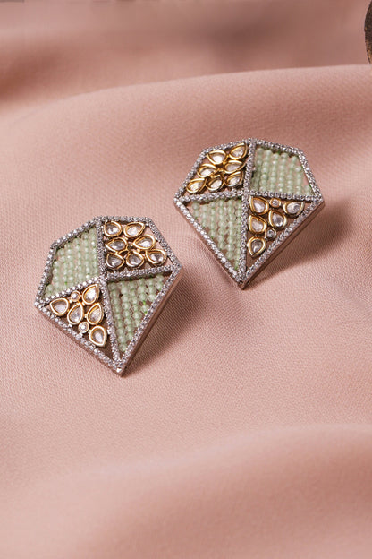 Kundan Embellished Geometric Studs 