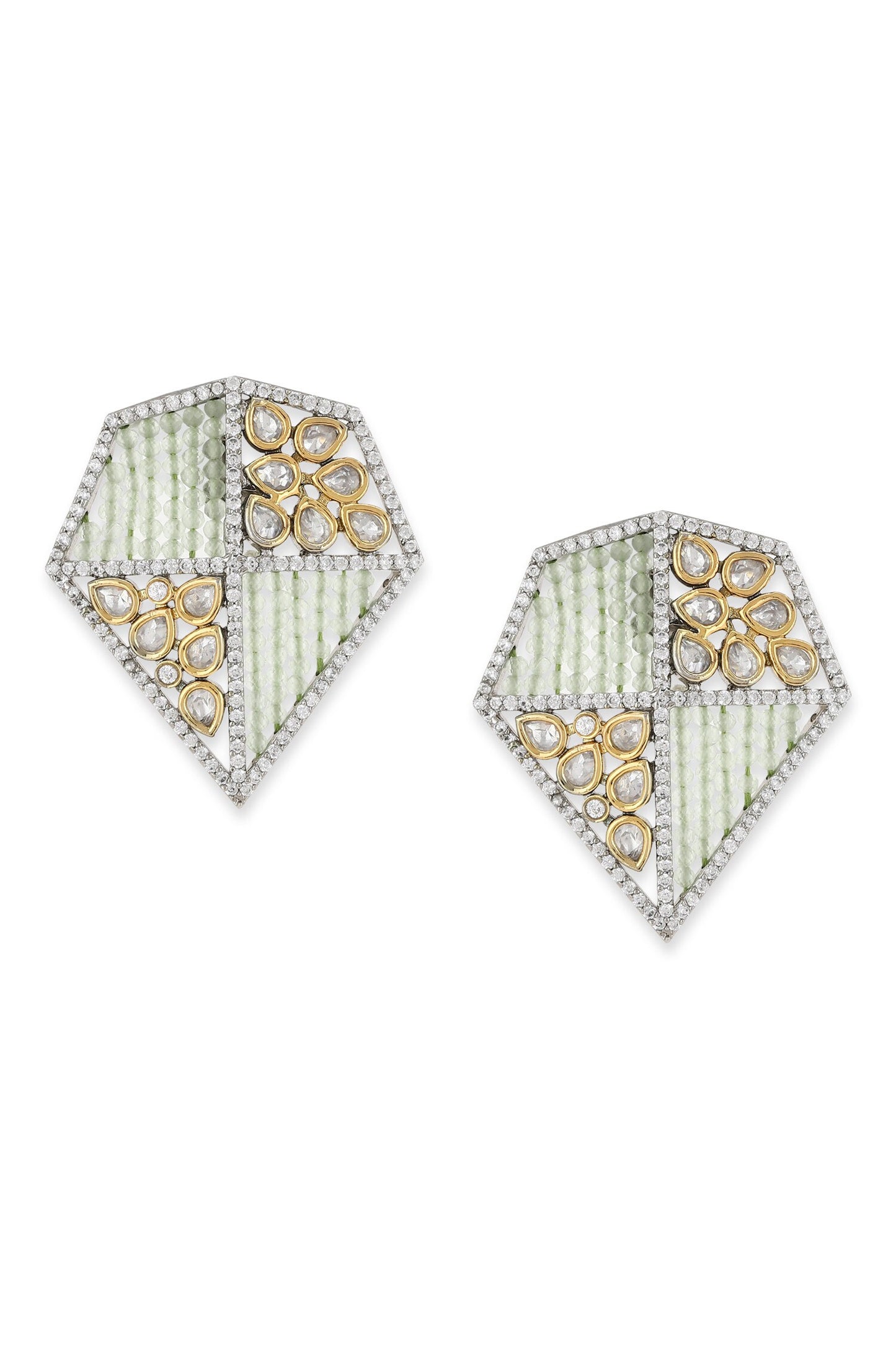 Kundan Embellished Geometric Studs 