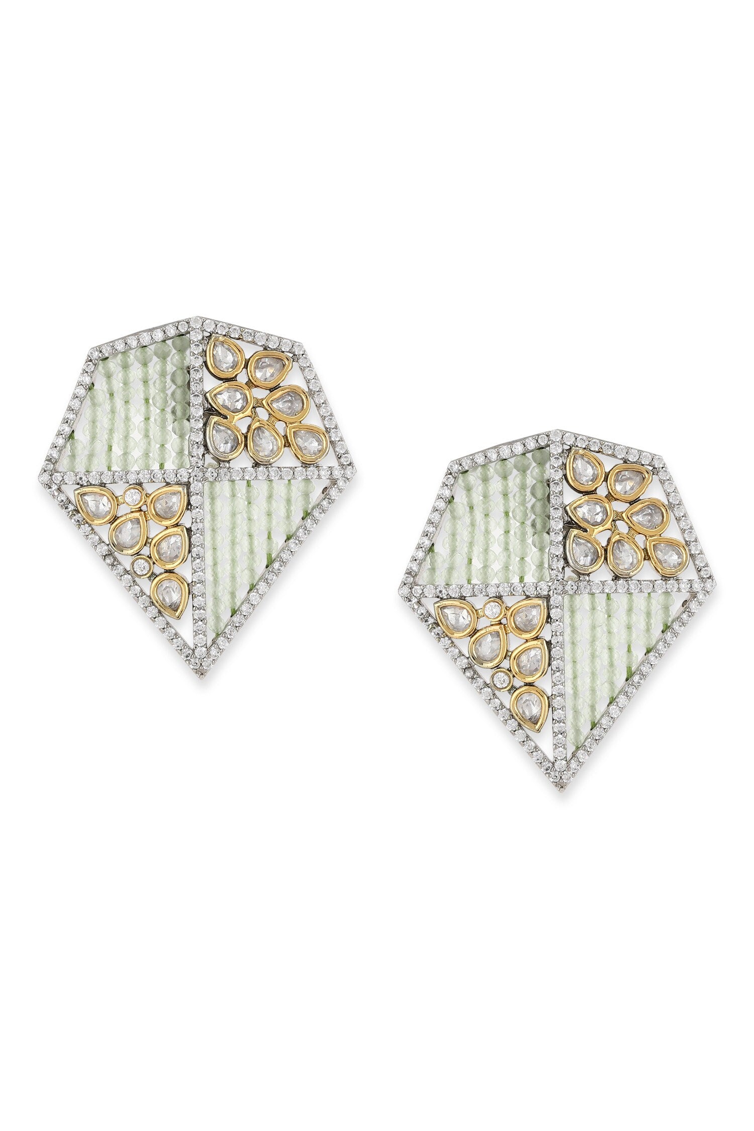 Kundan Embellished Geometric Studs 