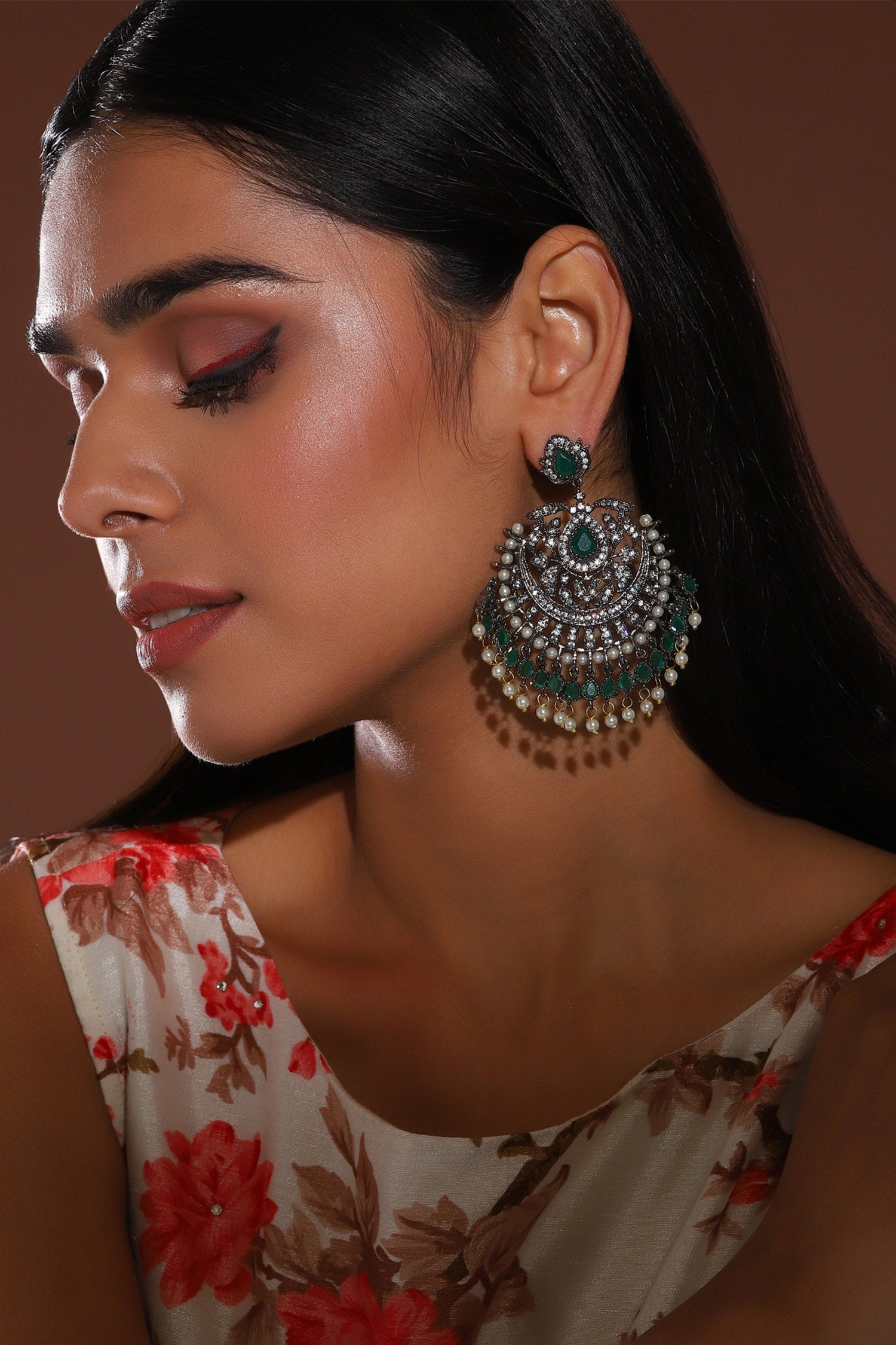 Flower Carved Dangler Earrings 
