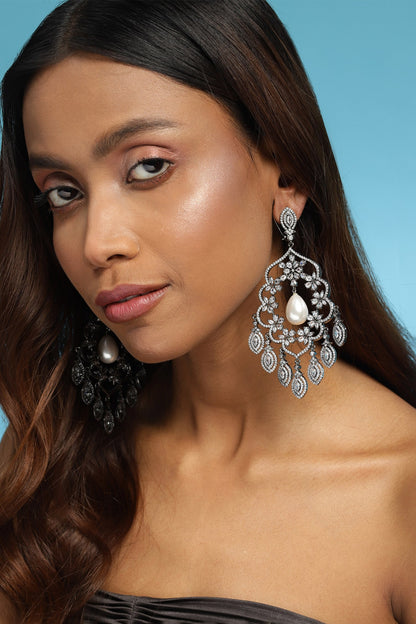 Floral Swirl Stone Studded Earrings 